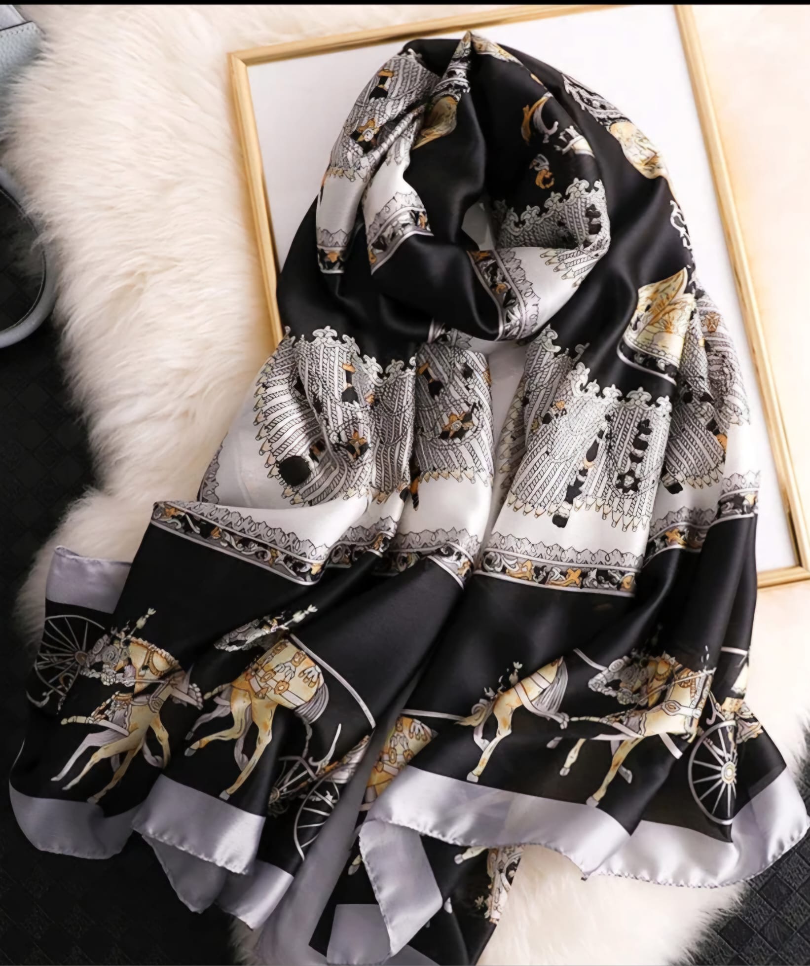 Beautiful ladies full size printed silk scarf