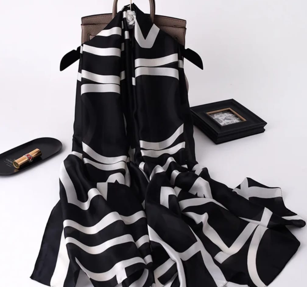 Beautiful ladies full size printed silk scarf