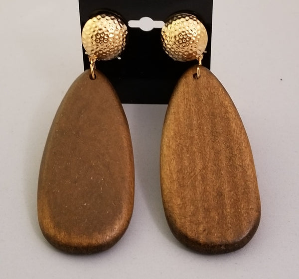 Wooden Chestnut  Clip-On Earrings