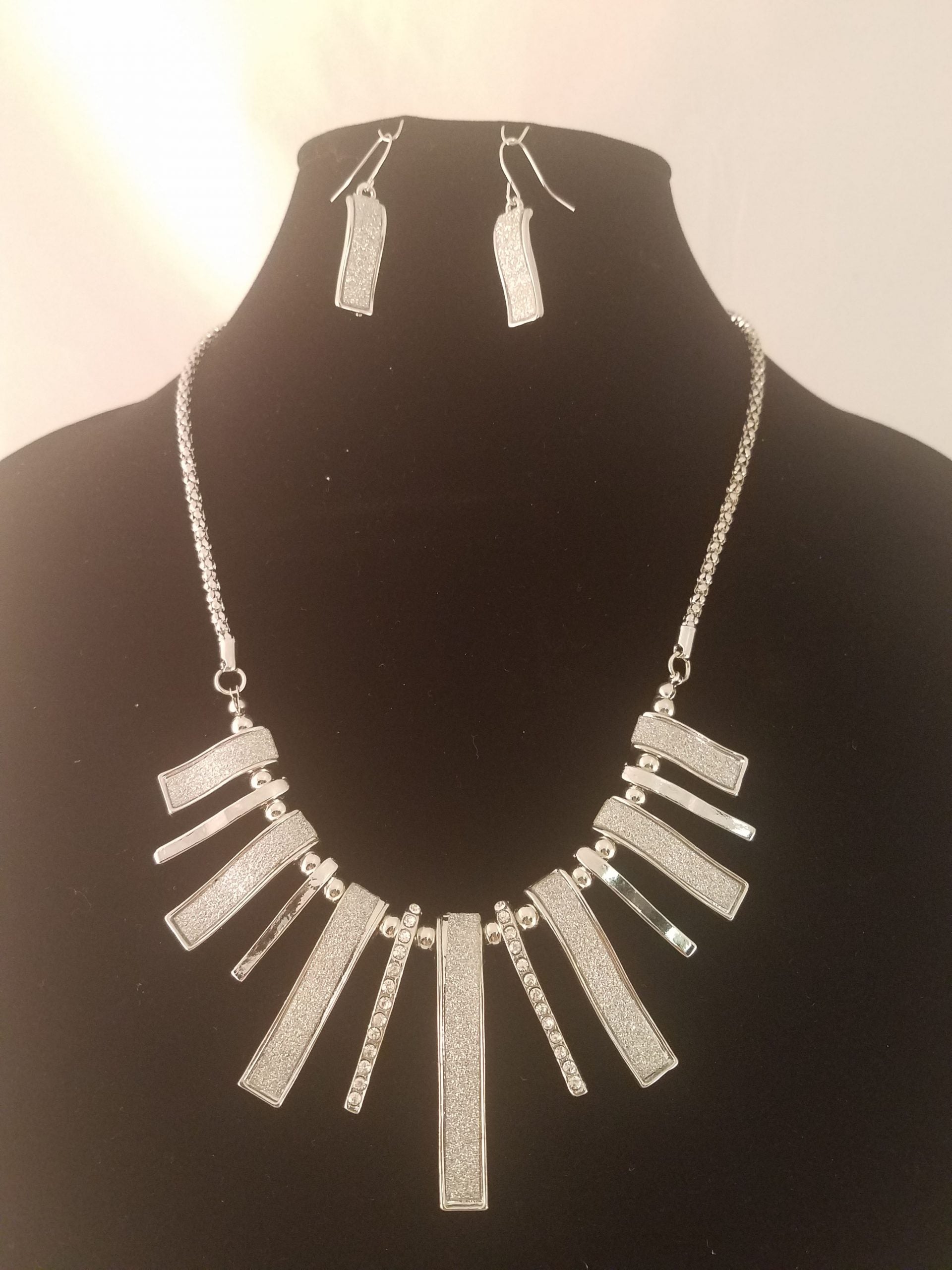 2pc. Silver plated designer necklace set - Theresa Exotic Apparel