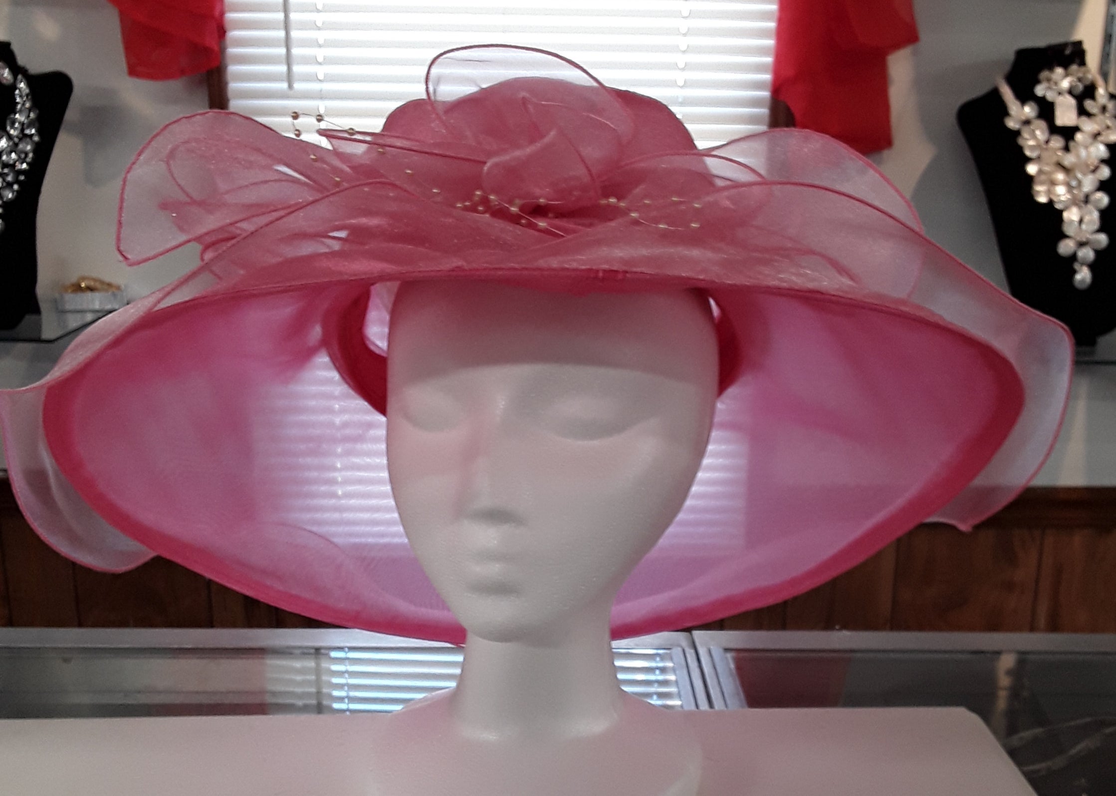 Classy Red Sheer Ladies Hat