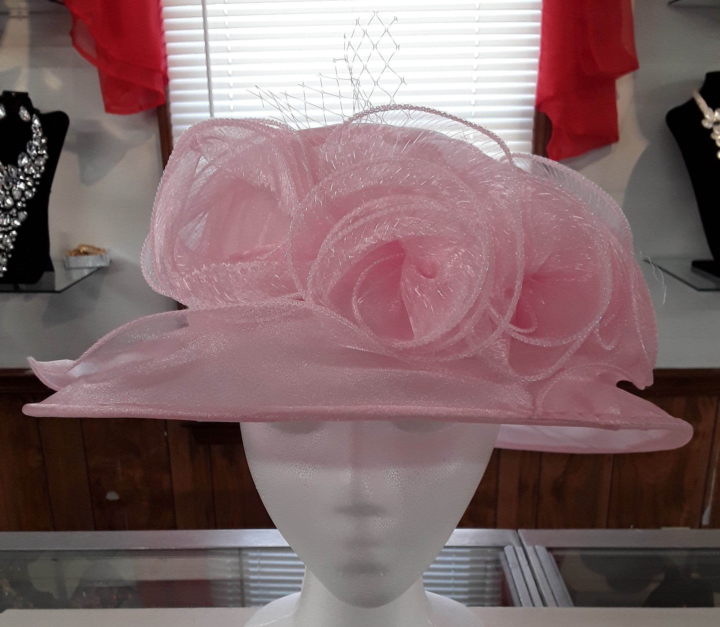 Classy Red Sheer Ladies Hat