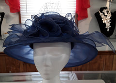 Classy Blue Sheer Ladies Hat
