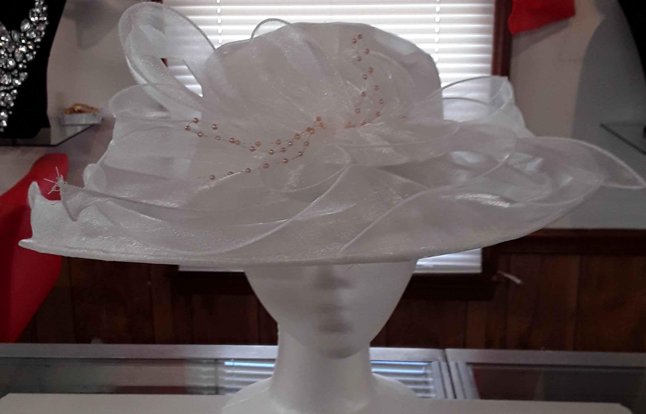 Classy White Sheer Ladies Hat