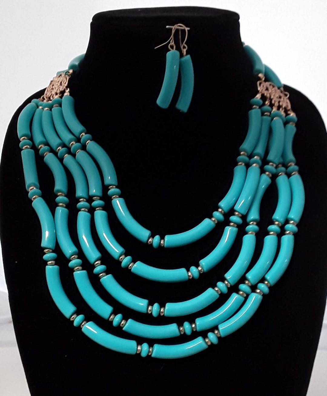 Exotic Turquoise 2 pc Five Layered Necklace Set