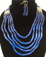 Exotic Blue 2 pc Five Layered Necklace Set