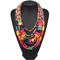 Ladies Multi Color Wood Necklace