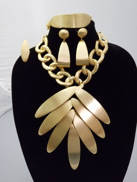 Big Chain Royal Gold Plated 4 pc Necklace Set