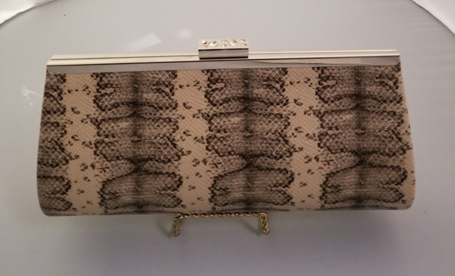 Beige Animal Print Clutch Bag - Theresa Exotic Apparel