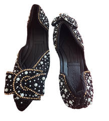 Ladies Fashionable Flat Shoe With Rhinestones and Pearls