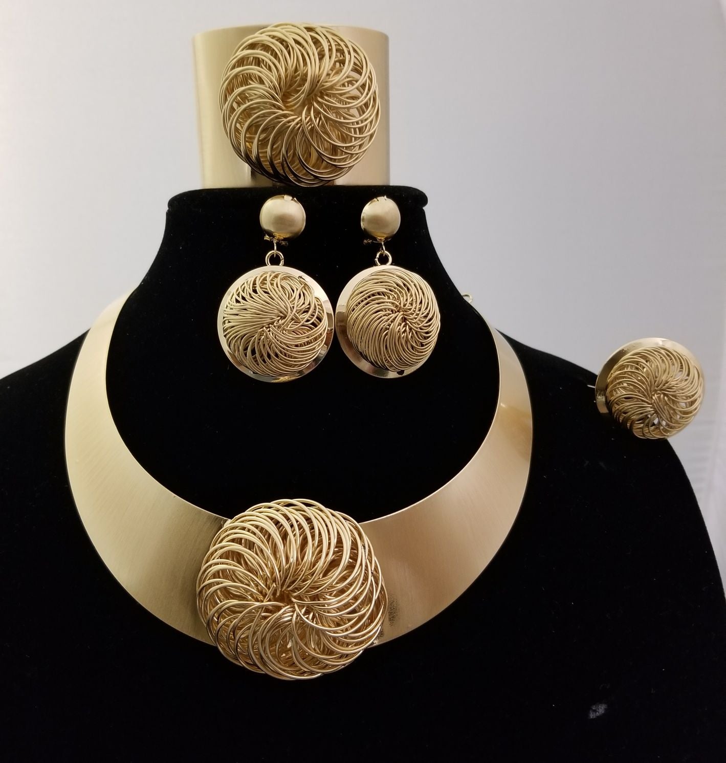 4 Pcs African Gold Plated Necklace - Theresa Exotic Apparel