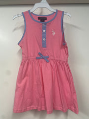 Girls Pink Polo Summer Dress with Trimming