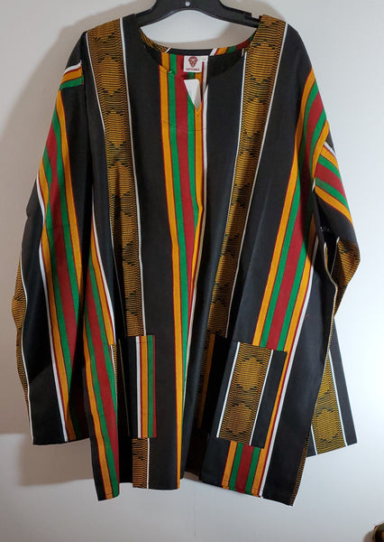 Mens African Long Sleeve Shirt-Multi-color