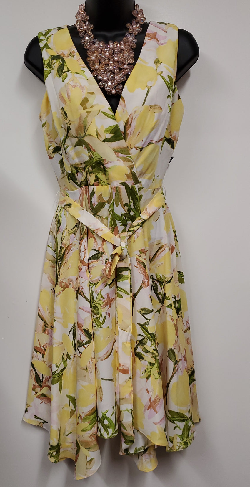 Ladies DN Design Green  Floral Print V-Neck Summer Dress