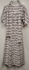 Ladies African Beige/Black Print Maxi Dress with Scarf