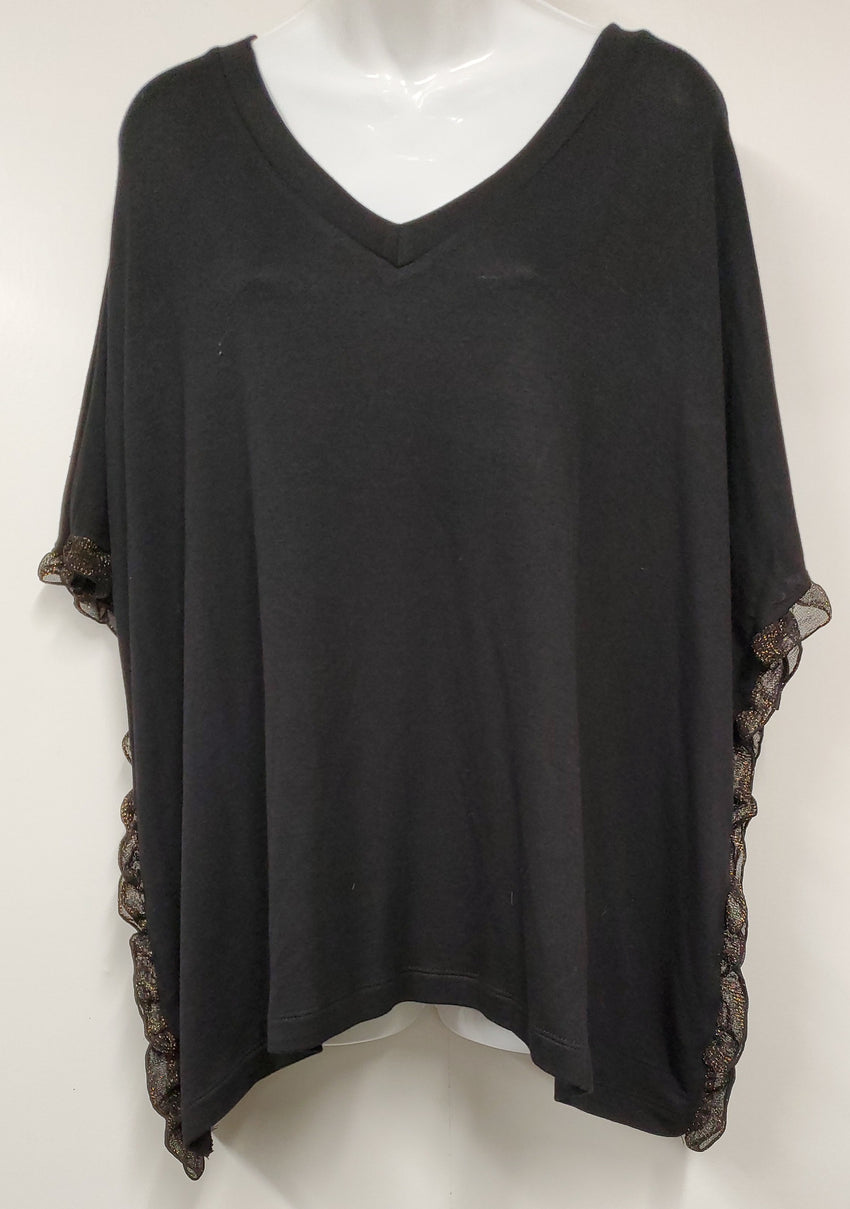 Ladies Beautiful Black Blouse with Gold Trimming