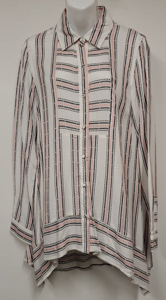 Cupio Multi-Stripe Long Sleeve Blouse