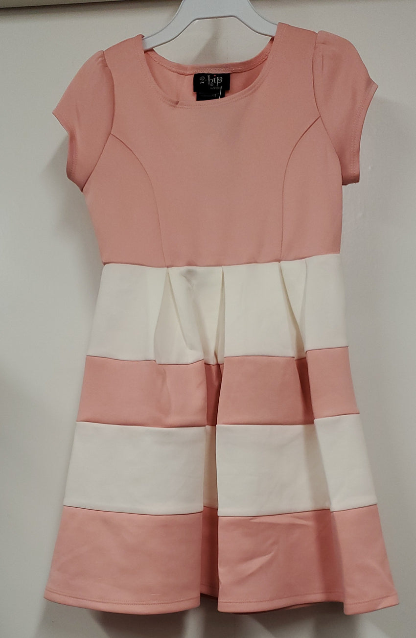 Toddler Peach/Cream 2 Hip Sleeveless Dress