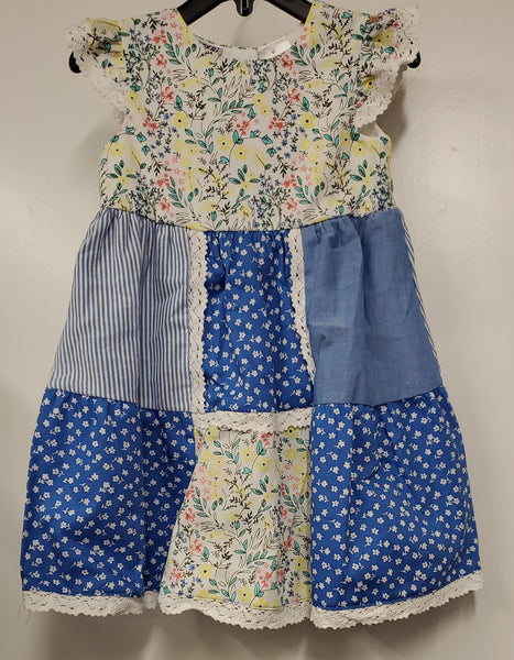 Girls BlueBeri Floral/ Multi-print Summer Dress