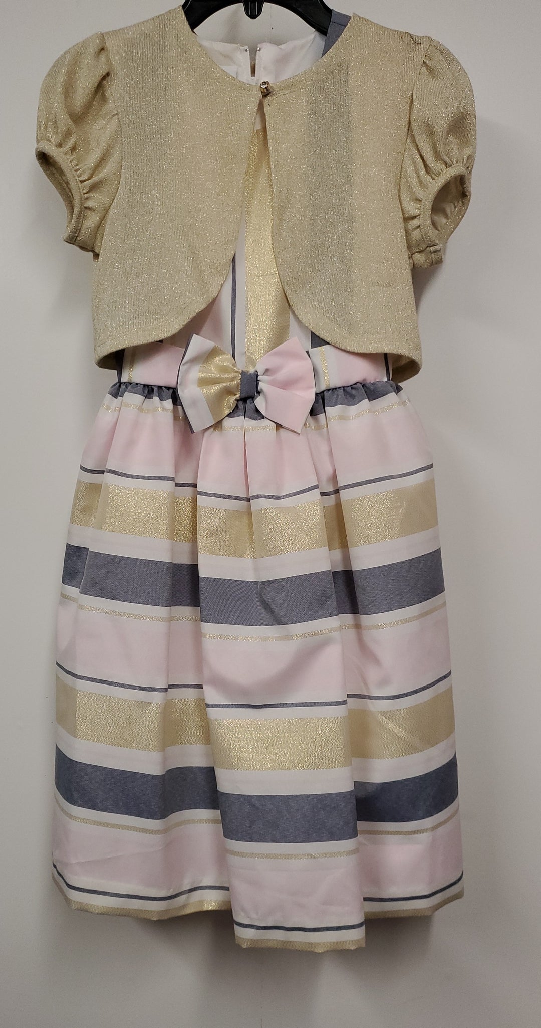 Girls Bonnie Jean Pink /Gray Formal Dress with Jacket