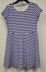 Teen Blue and White Striped Simple Styled Summer Dress