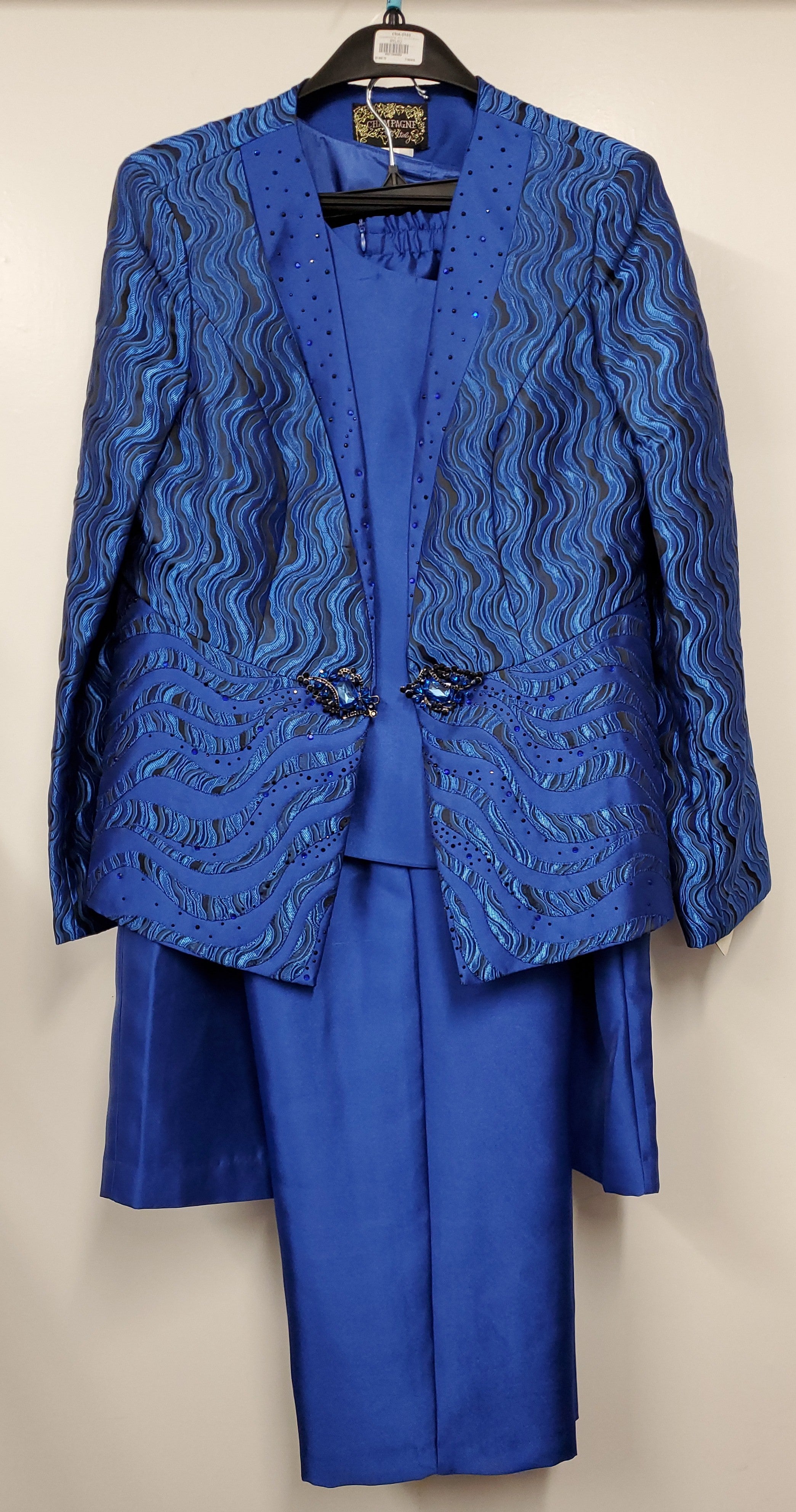 Champagne Ladies High End 4pc Blue Pants Suit