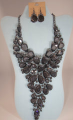 2 Pcs Big and Bold Black Crystal Necklace
