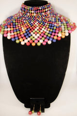 Ladies 2 pc Multi-color Collar Pearl Necklace Set