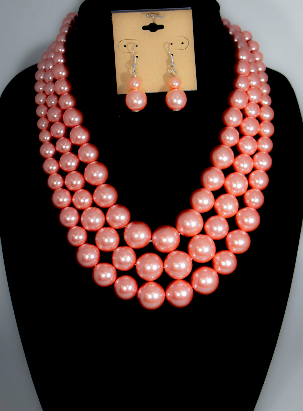 2pc 3 Layer Purple Pearl Necklace Set