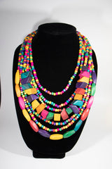 Ladies Multi Color Wood Necklace
