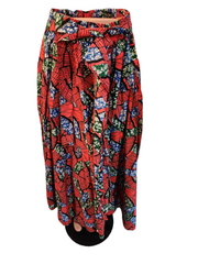 Ladies African Multi-color Print Long Skirt with pockets and scarf