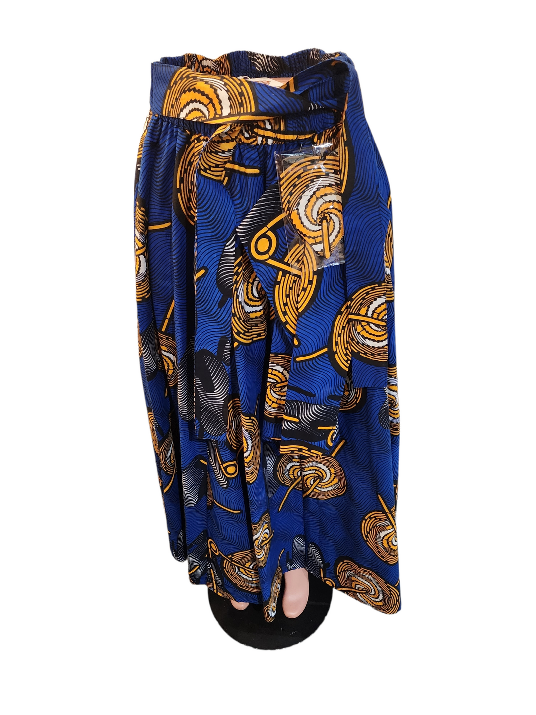 Ladies African Multi-print long skirt with side pockets and scarf
