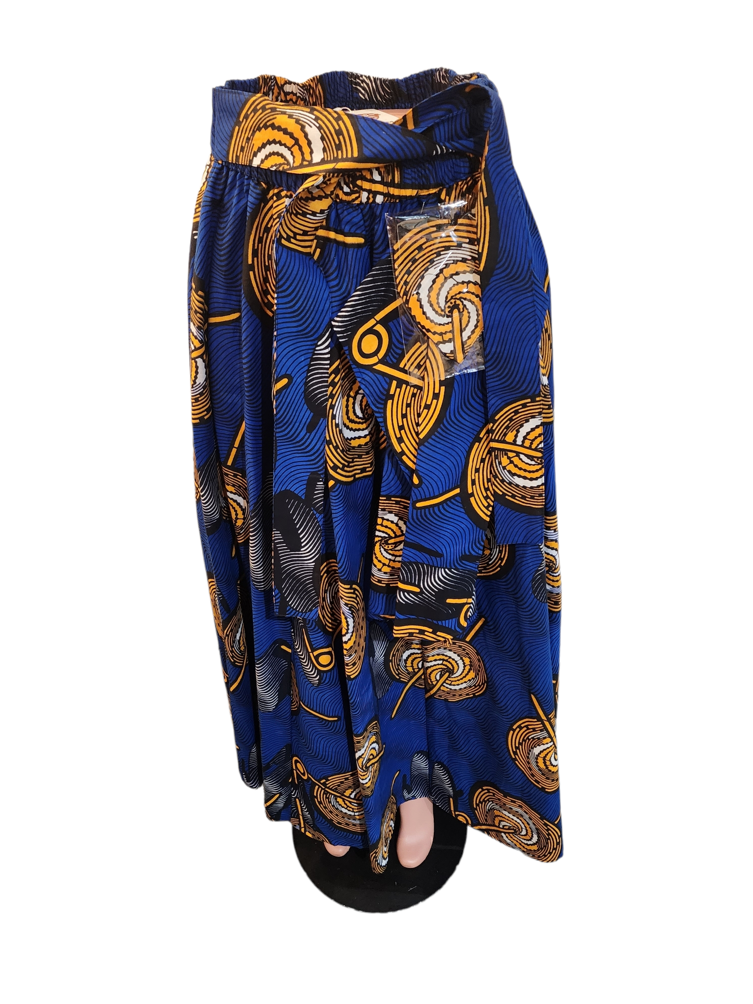 Ladies African Multi-print long skirt with side pockets and scarf