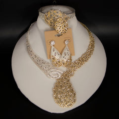 Silver/Diamond Snake High End Necklace, Earrings and Bracelet Set