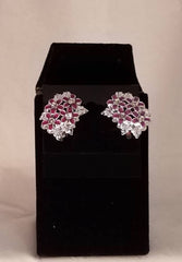 Fuchsia and Crystal Clip Earrings