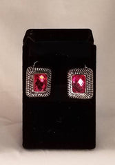 Silver and Pink Clip on Earrings