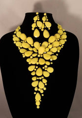 2 Pcs. Big and Bold Yellow Crystal Necklace Set