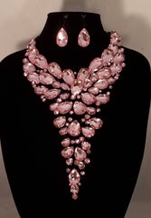 2 Pcs Big and Bold Rose Crystal Necklace