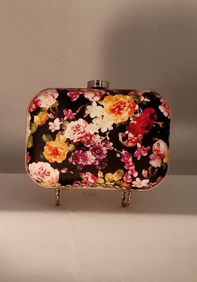 Multi-color Rose Print Clutch Bag - Theresa Exotic Apparel