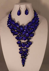 2 Pcs. Big and Bold Blue Necklace Set