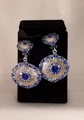 Beautiful Crystal and Blue Clip on Earrings