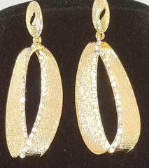 Gold Crystal Earrings with Diamond Trim