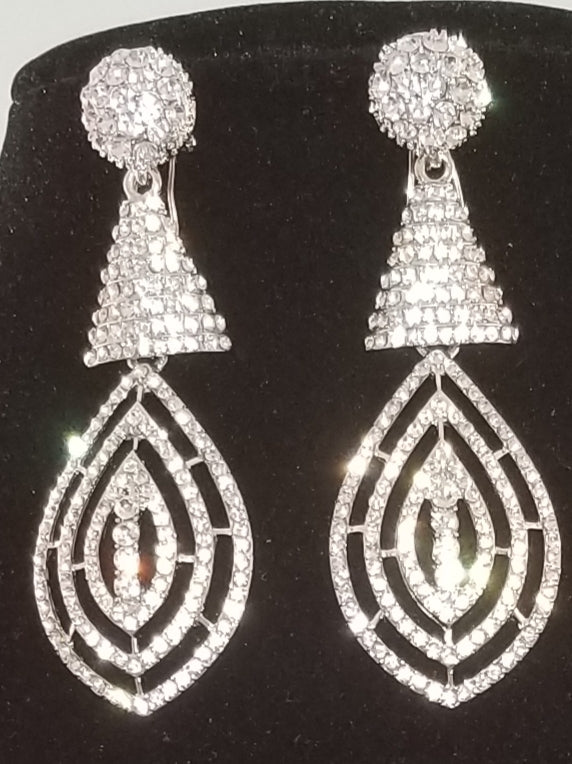 Silver Crystal Earrings - Theresa Exotic Apparel