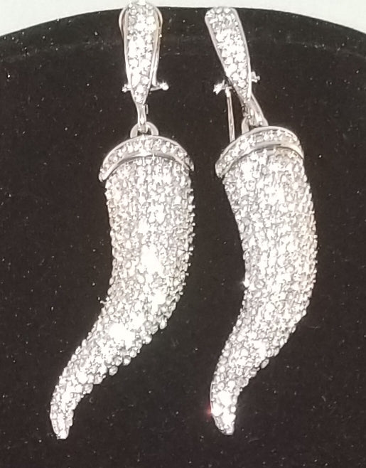 Silver Crystal Earrings - Theresa Exotic Apparel