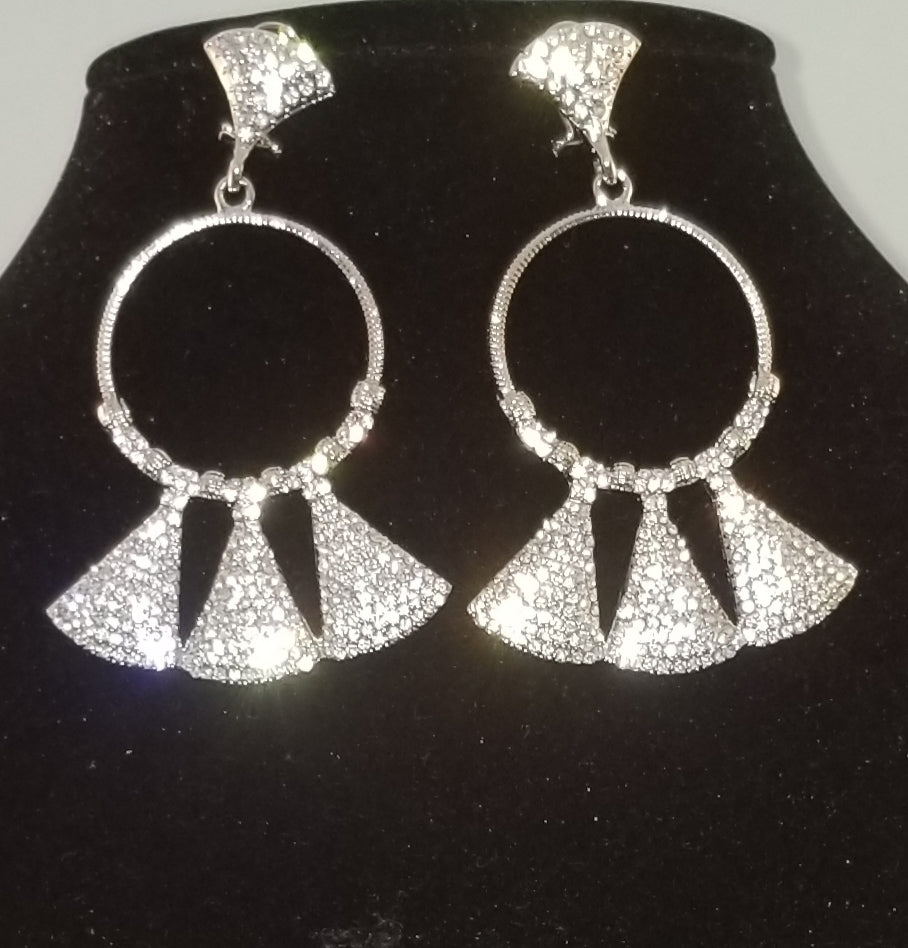 Silver Crystal Earrings - Theresa Exotic Apparel