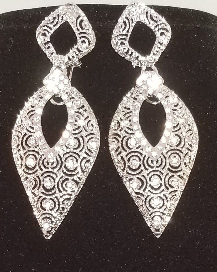 Silver Crystal Earrings - Theresa Exotic Apparel