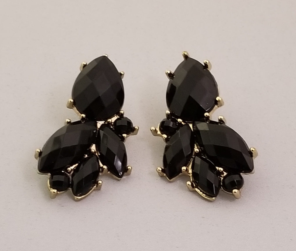 Exotic Black Gold Fever Pierce Earrings - Theresa Exotic Apparel