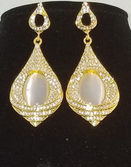 Gold Crystal Earrings with Pearl