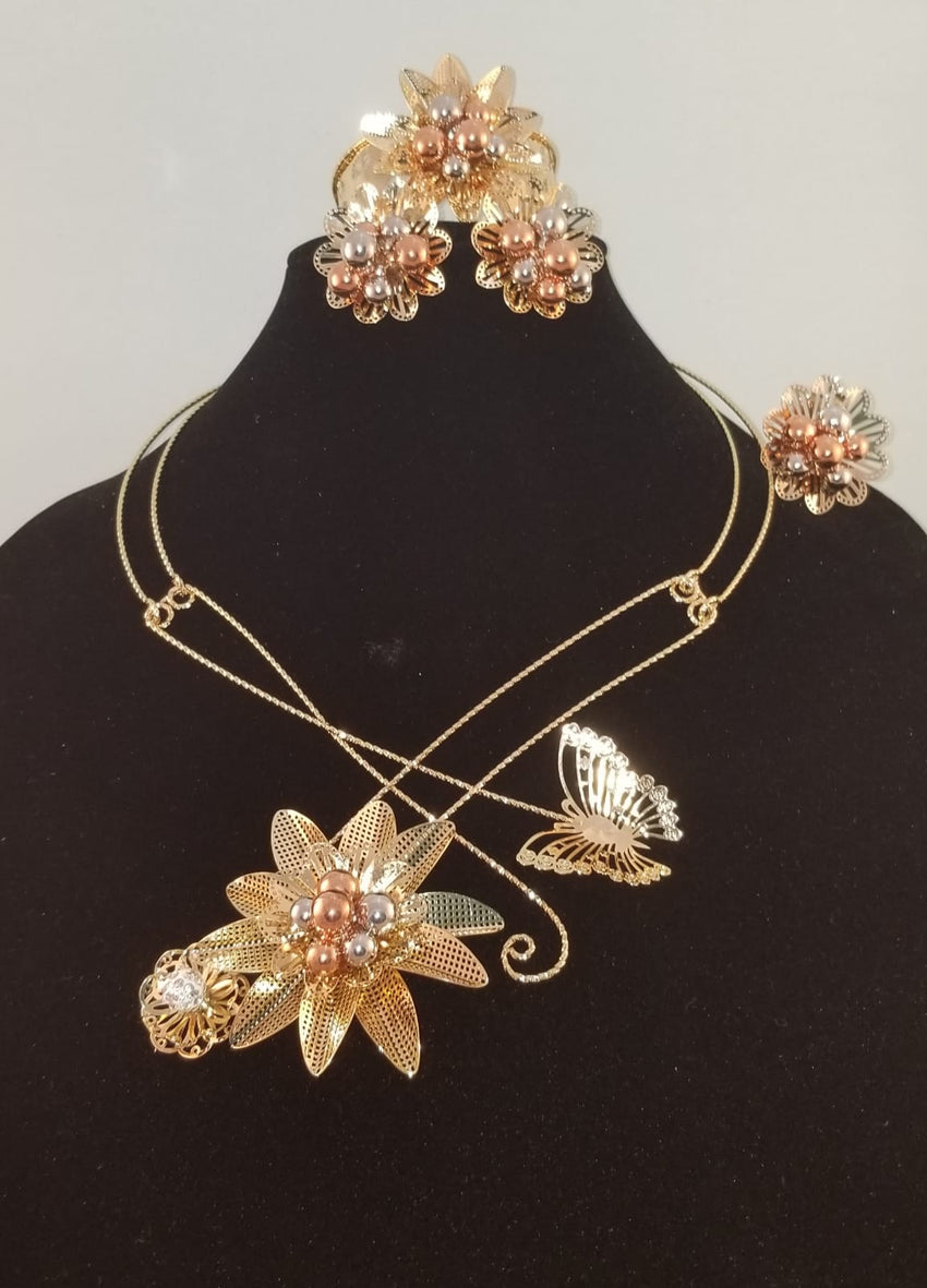 Beautiful 4 pc Gold Plated Necklace Set
