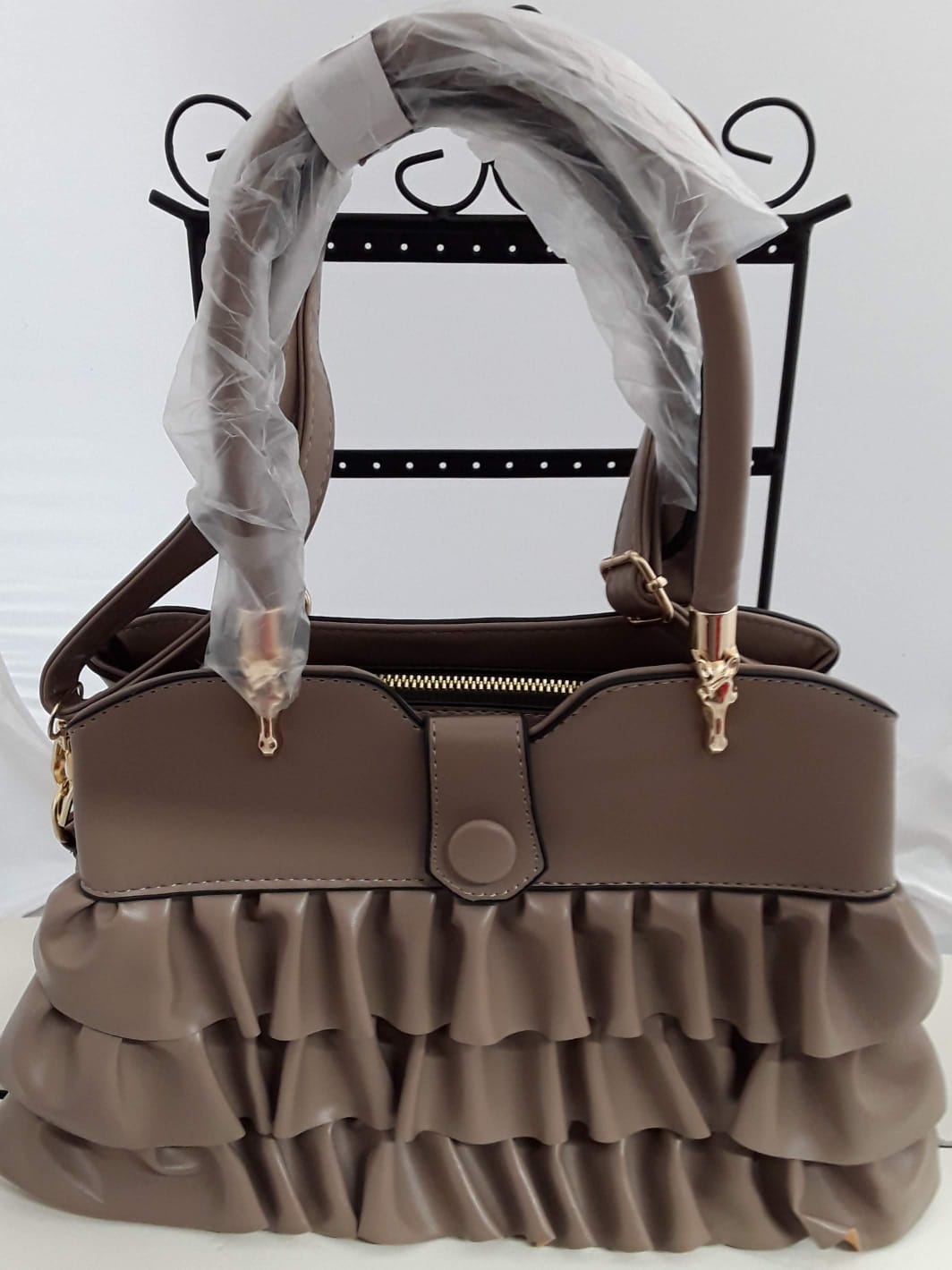 Lovely Coffee Hand Bag with Frills